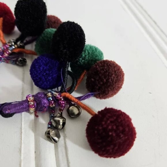 Earthbound Boho Tank Top XL NWT Tribal Beaded Sequin Pompom Tassel Cropped Black - Picture 4 of 10